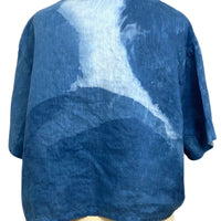 Allyn Boxy Tee Organic Linen in Blue