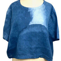 Allyn Boxy Tee Organic Linen in Blue