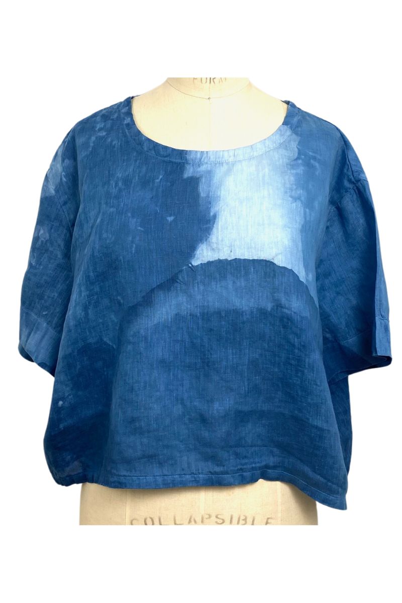 Allyn Boxy Tee Organic Linen in Blue