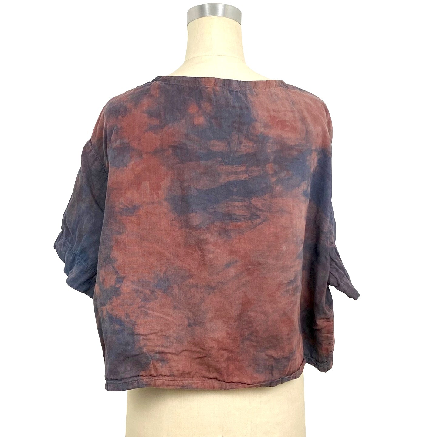 Blue Burgundy Boxy T in Cotton Double Gauze
