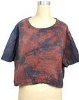 Blue Burgundy Boxy T in Cotton Double Gauze