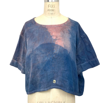 Allyn Boxy Tee in Blue Pink Cotton Double Gauze | Pattern B