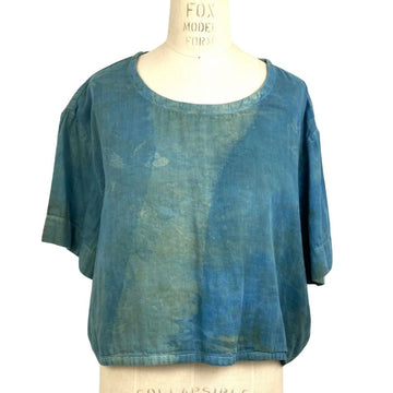 Allyn Boxy Tee in Teal Cotton Double Gauze | Pattern A