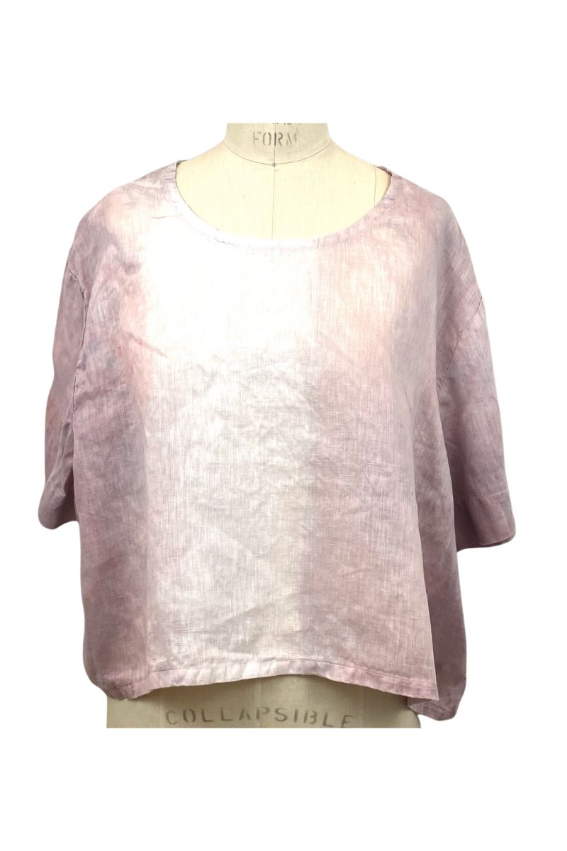 Allyn Boxy Tee Organic Linen in Lilac Ombre