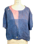 Allyn Boxy Tee in Blue Pink Linen | Pattern B