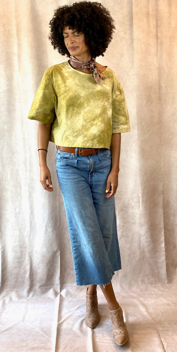 Allyn Boxy Tee: Sustainable Warmth & Effortless Style in Matcha Green