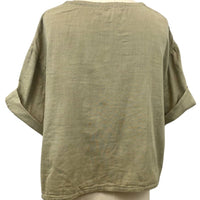 Allyn Boxy Tee Organic Cotton Double Gauze in Olive Green