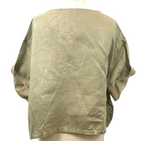 Allyn Boxy Tee Organic Linen in Olive Green