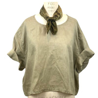 Allyn Boxy Tee Organic Linen in Olive Green