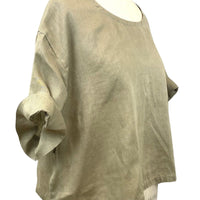 Allyn Boxy Tee Organic Linen in Olive Green