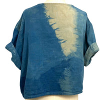 Allyn Boxy Tee Organic Cotton Double Gauze in Teal Ombre