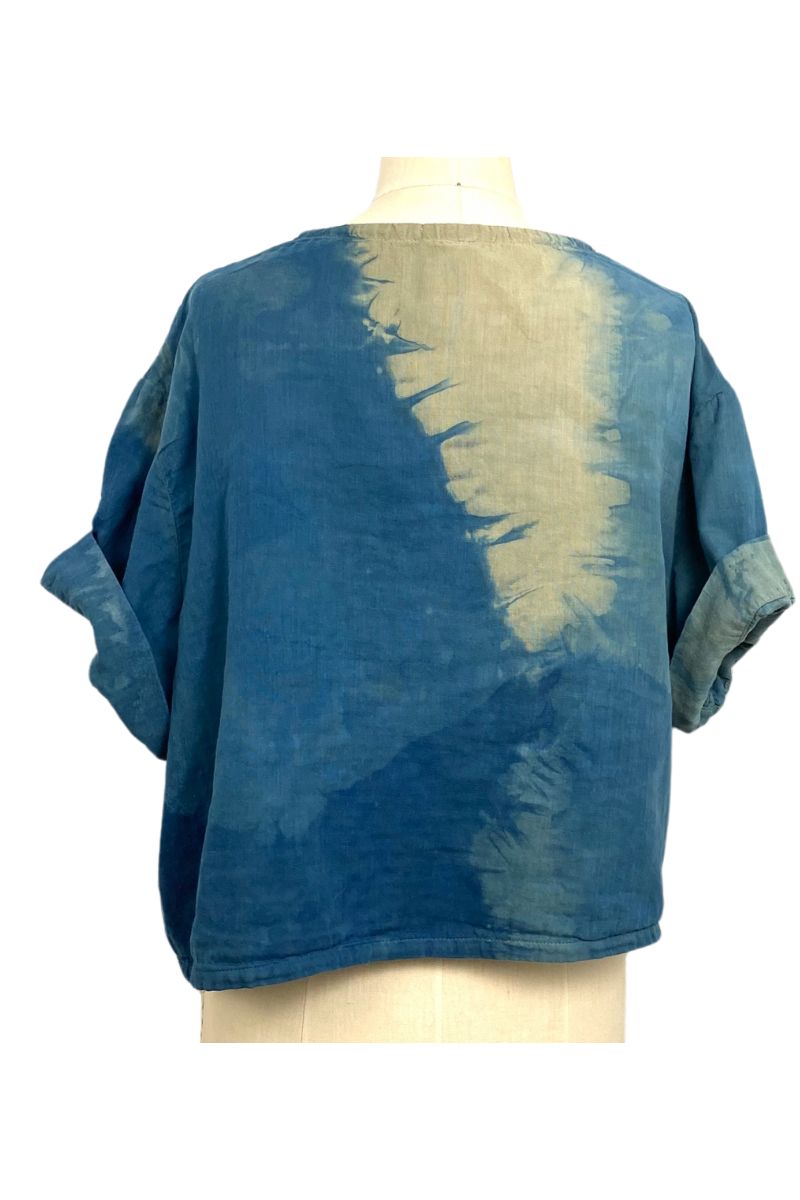 Allyn Boxy Tee Organic Cotton Double Gauze in Teal Ombre