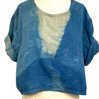 Allyn Boxy Tee Organic Cotton Double Gauze in Teal Ombre