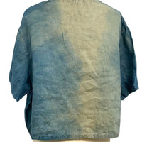 Allyn Boxy Tee Organic Linen in Teal Ombre