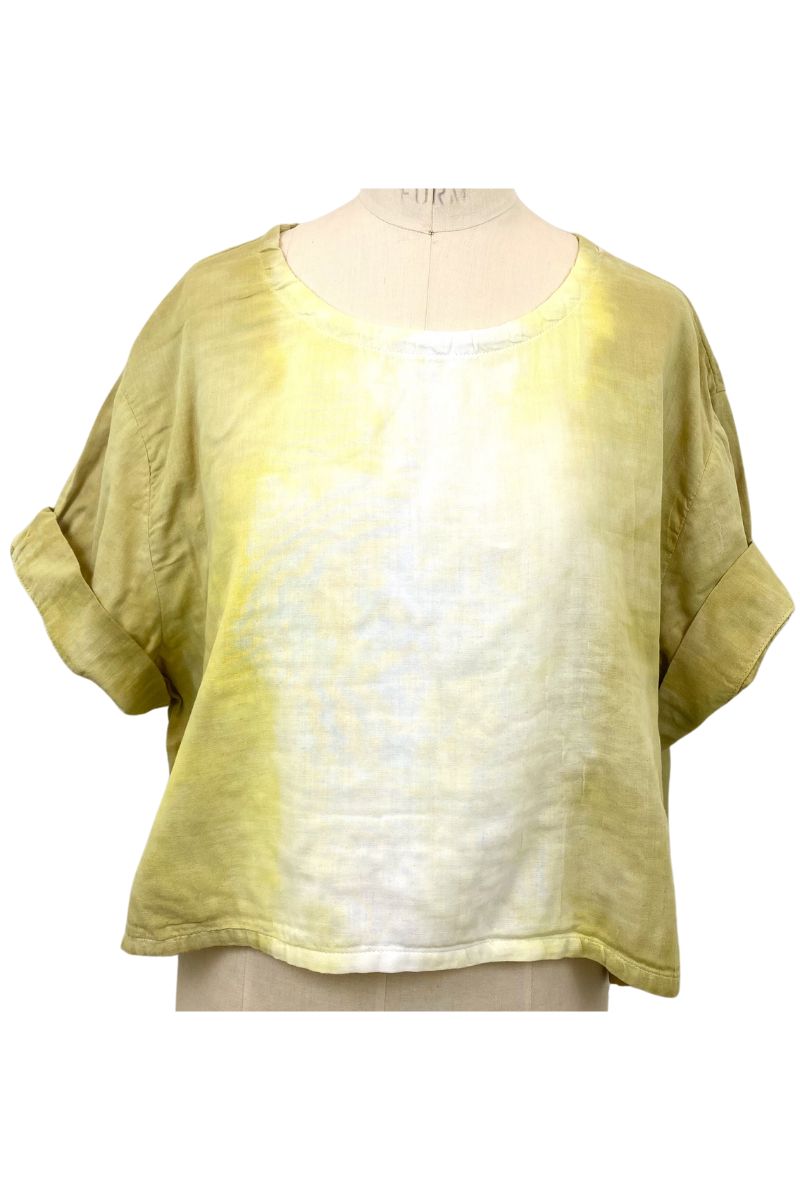 Allyn Boxy Tee Organic Cotton Double Gauze in Yellow Ombre