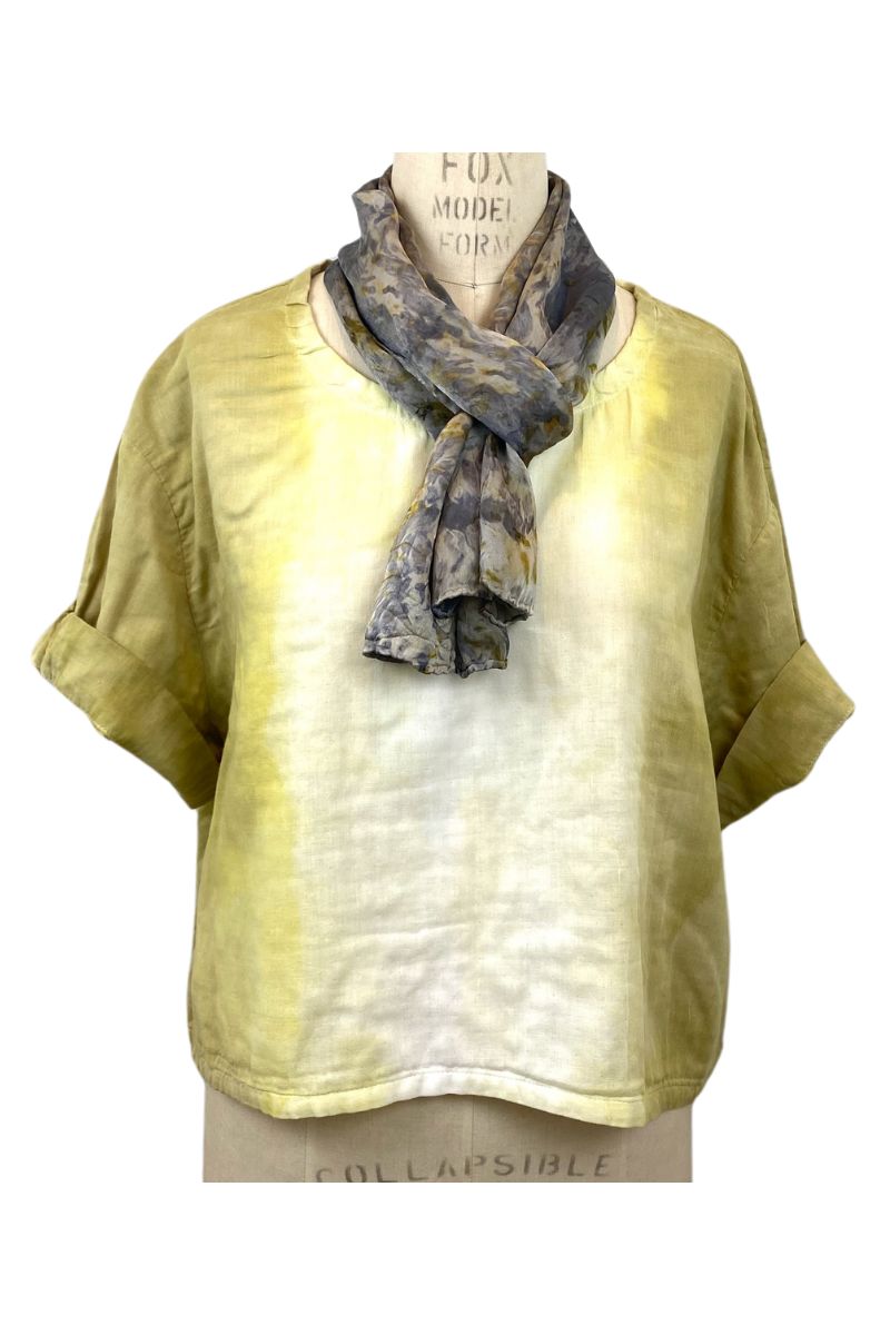 Allyn Boxy Tee Organic Cotton Double Gauze in Yellow Ombre