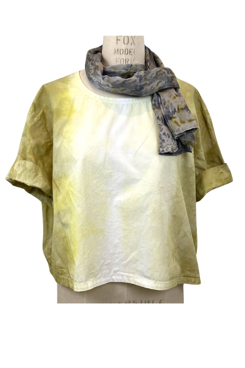 Allyn Boxy Tee Organic Cotton Poplin in Yellow Ombre