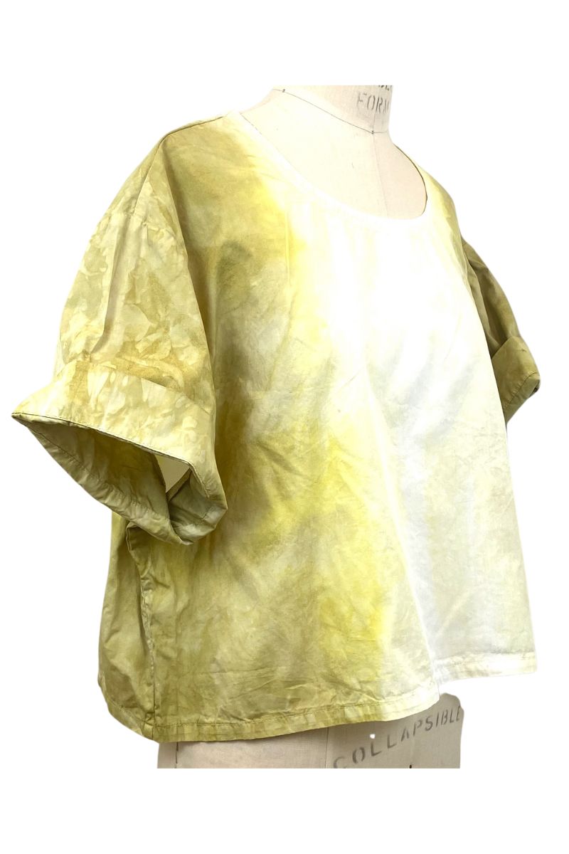 Allyn Boxy Tee Organic Cotton Poplin in Yellow Ombre