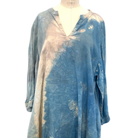 Botanically Dyed Linen Tunic in Blue Grey