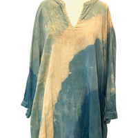 Botanically Dyed Cotton Tunic in Blue Tan