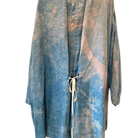 Botanically Dyed Linen Tunic in Blue Mauve