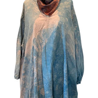 Botanically Dyed Linen Tunic in Blue Mauve