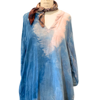 Botanically Dyed Cotton Tunic in Blue Pink