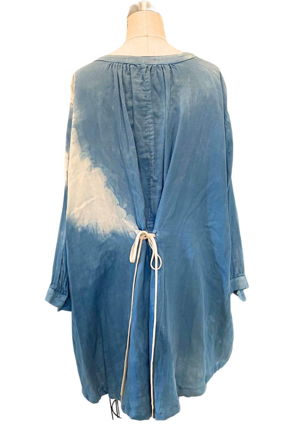 Botanically Dyed Cotton Tunic in Blue Stripe