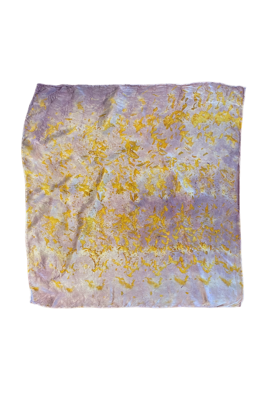 Botanically Dyed Square Silk Scarf in Lavender Foliage