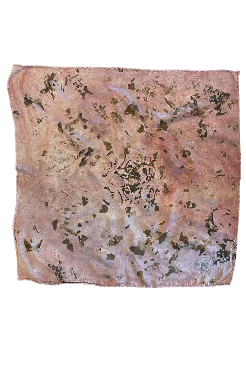Botanically Dyed Square Silk Scarf in Mauve Foliage