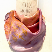 Botanically Dyed Square Silk Scarf in Pink Lavender Foliage