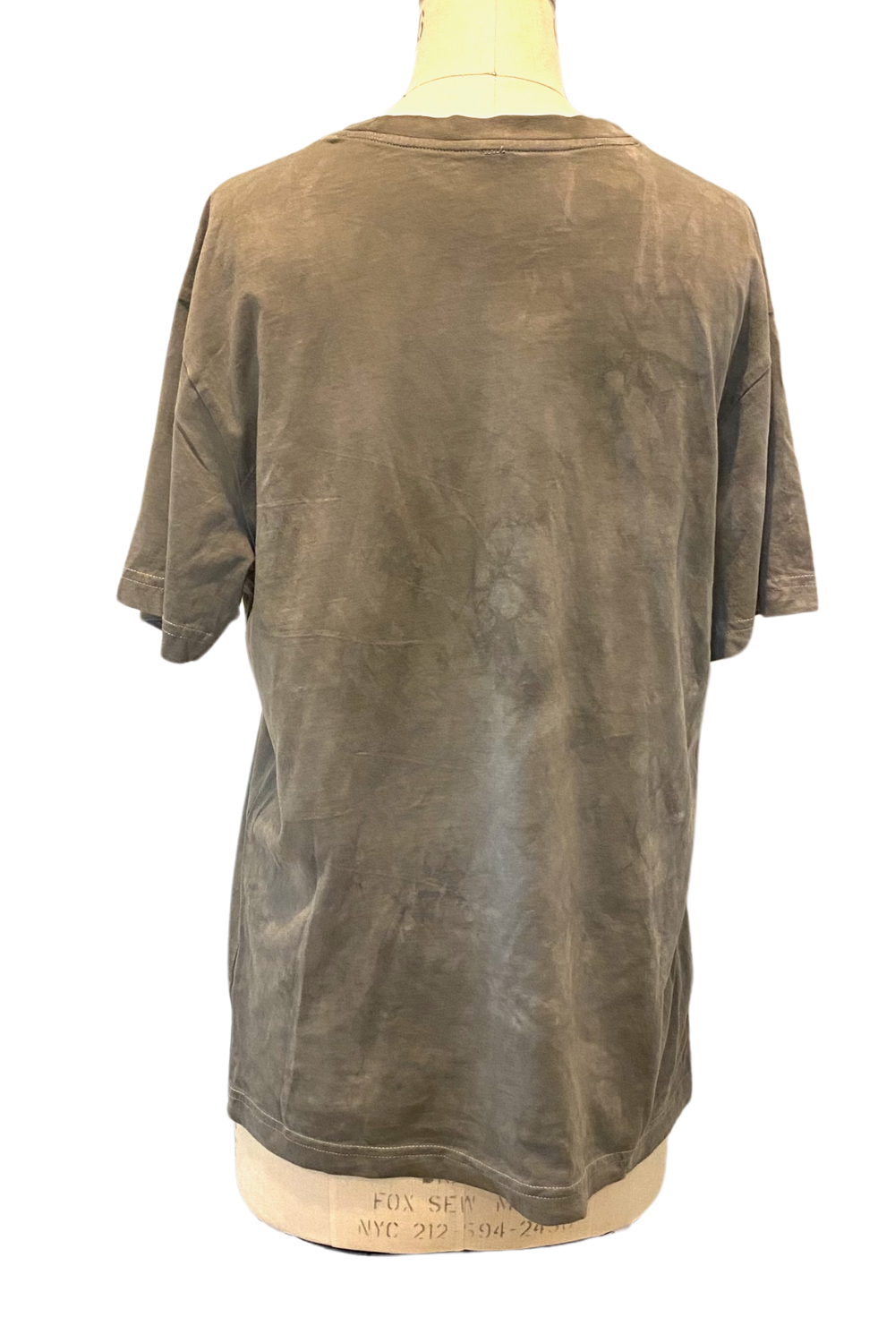 Botanically Printed Crew Neck T shirt in Olive Green