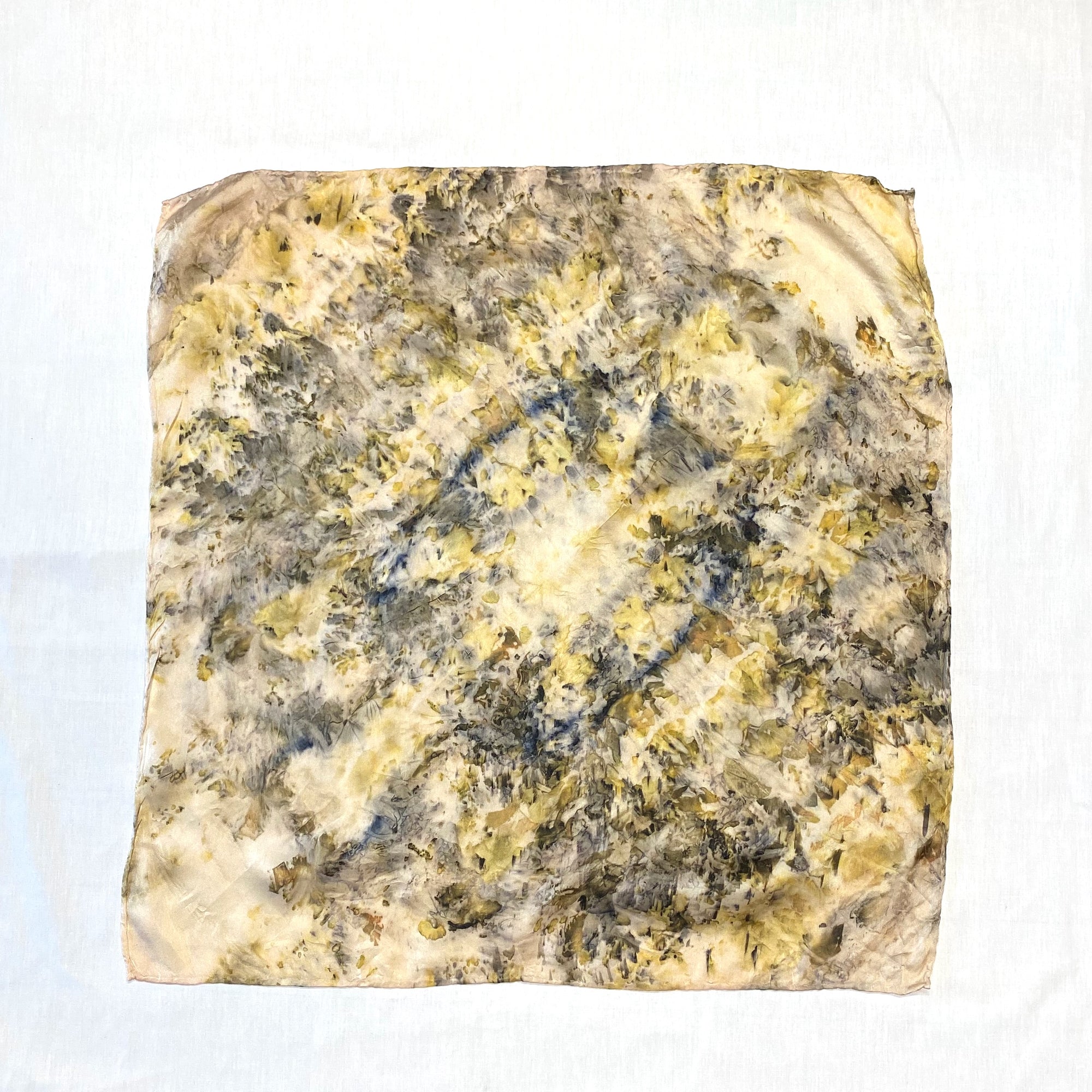 Yellow speckle square scarf shown flat