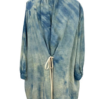 Botanically Dyed Cotton Tunic in Teal Ripple