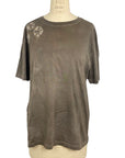 Beautiful t shirt in a sophisticated brown color with sand dollar motifs front view