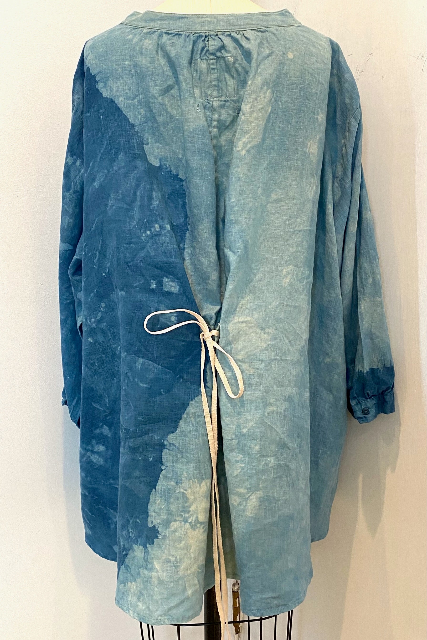 Botanically Dyed Linen Tunic in Blue Size 2