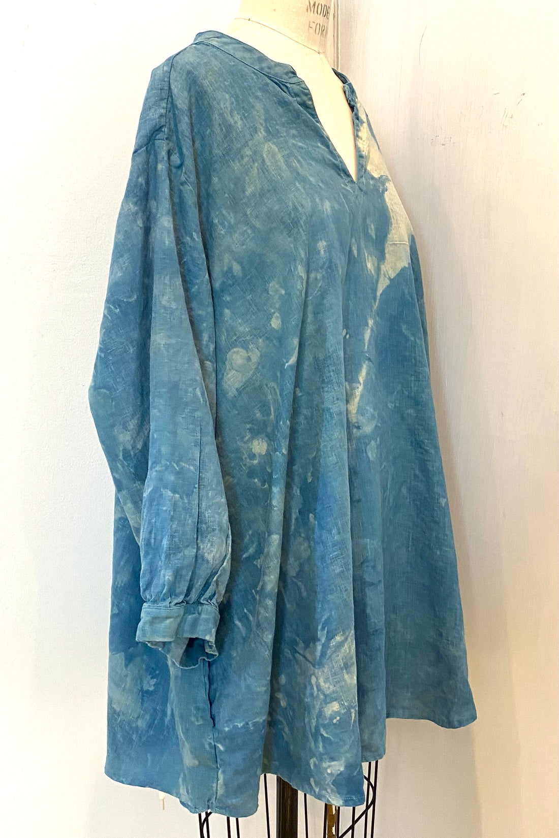 Botanically Dyed Linen Tunic in Blue Size 3