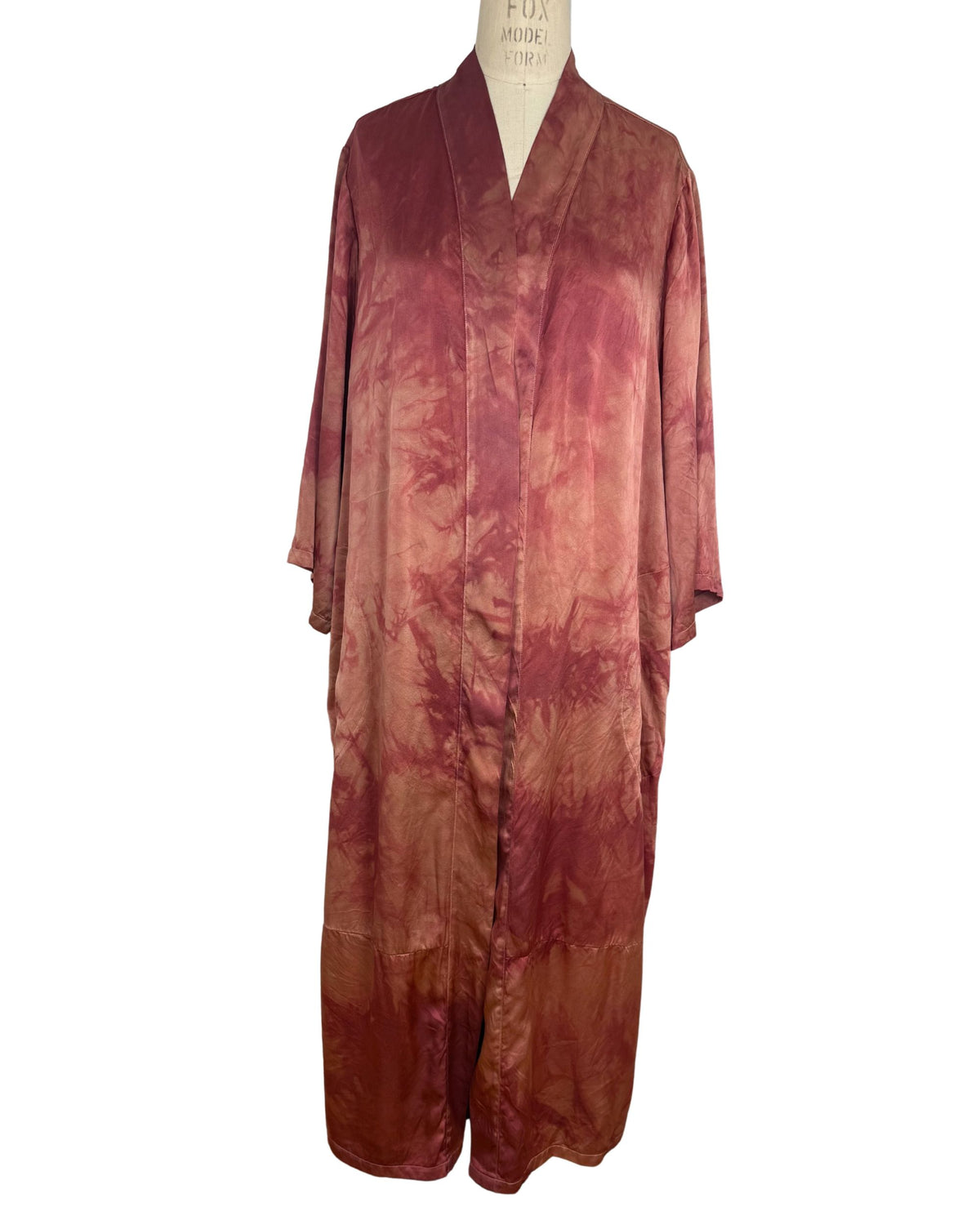 Plant Dyed Burgundy Flame Silk Kimono