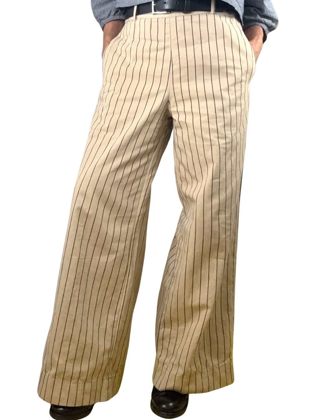 Striped Wide Leg Emily Pant – Japanese Cotton Silk Twill