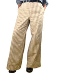 Striped Wide Leg Emily Pant – Japanese Cotton Silk Twill
