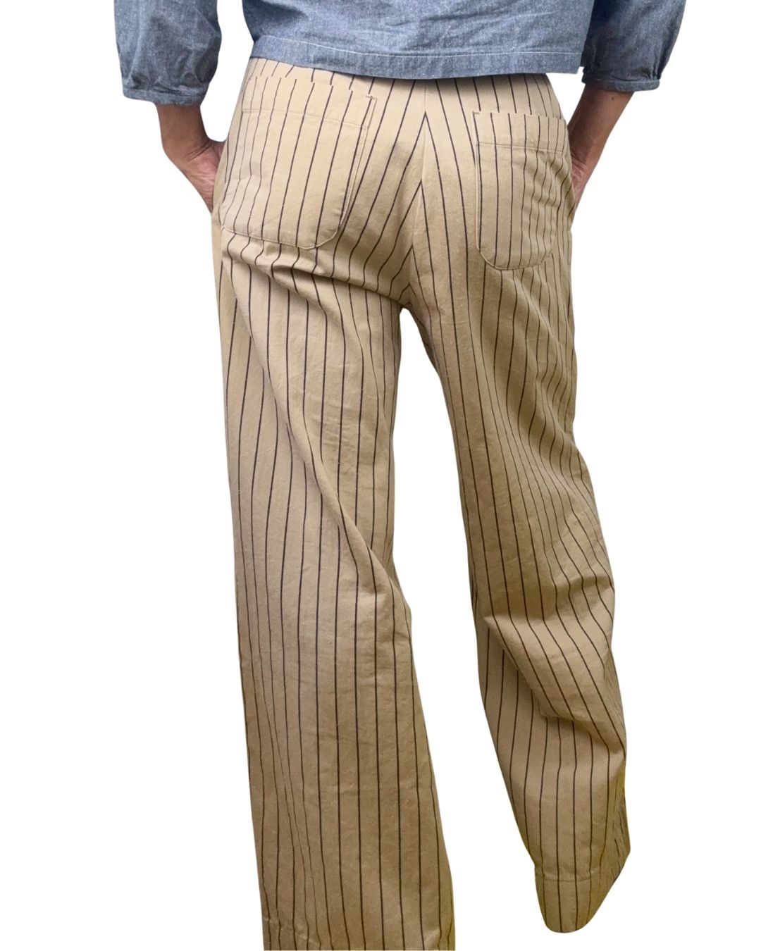 Striped Wide Leg Emily Pant – Japanese Cotton Silk Twill