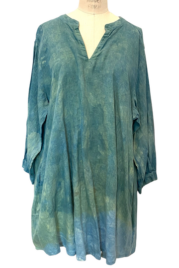 Botanically Dyed Linen Tunic in Green