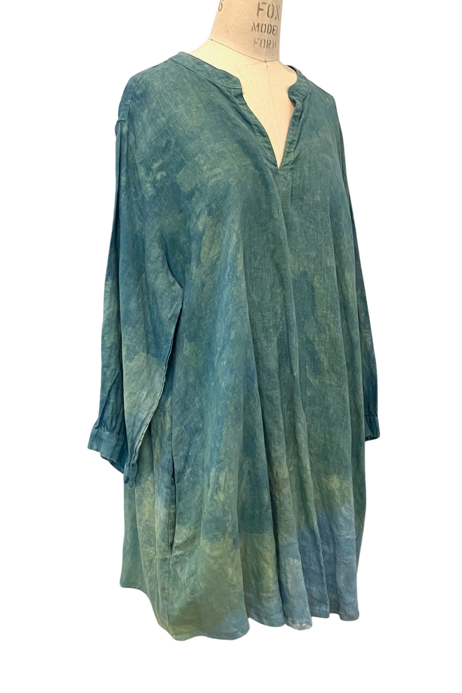 Botanically Dyed Linen Tunic in Green