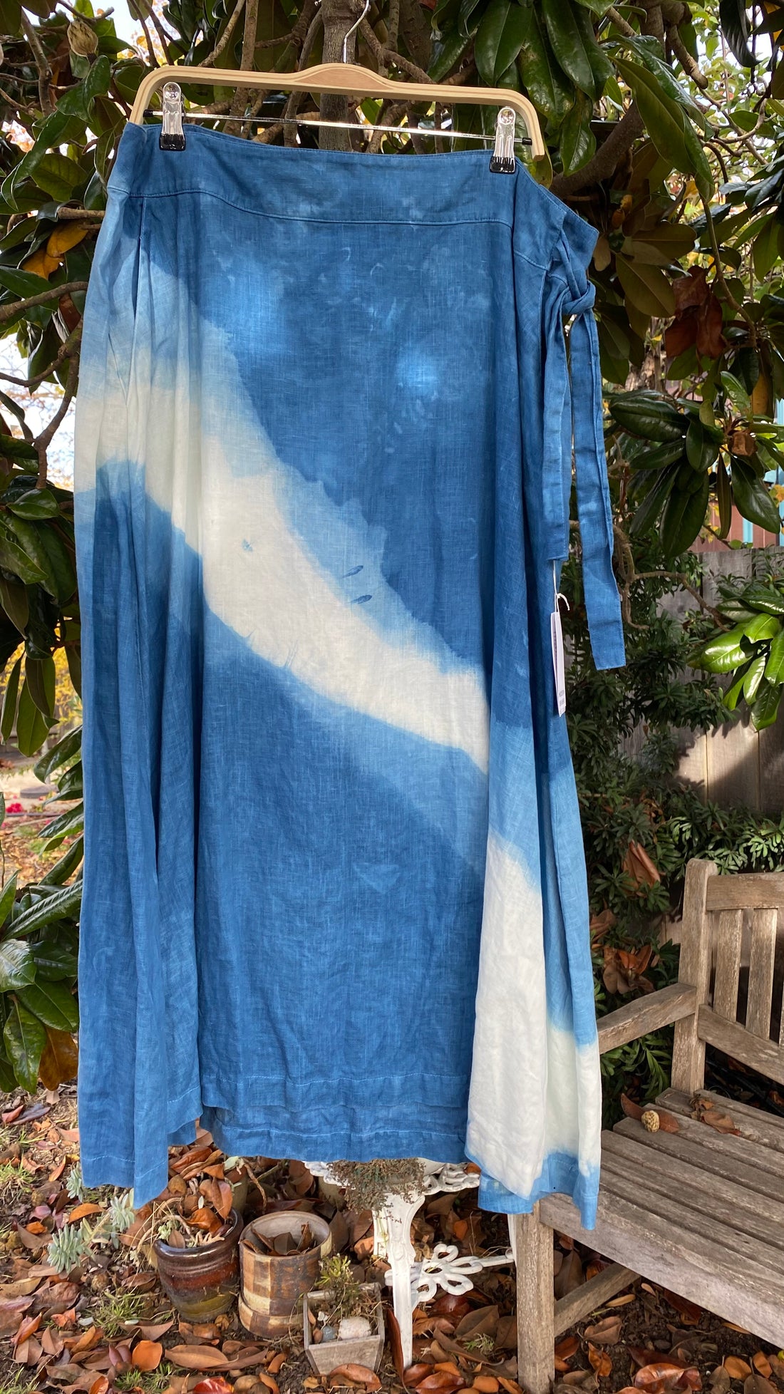 Carina Skirt in Blue White Linen | 3X Only