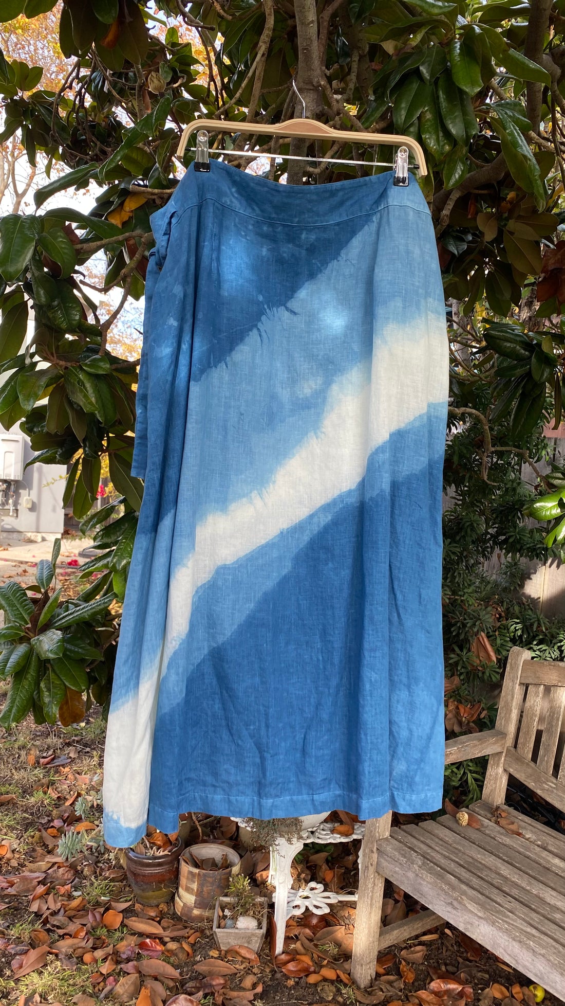 Carina Skirt in Blue White Linen | 3X Only