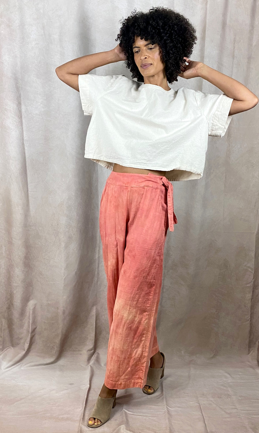 Ida Pant - Flowy Adjustable Pants Organic Cotton in Coral