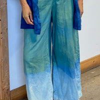Flowy Lightweight Ida Pants in Green | Organic Cotton Double Gauze | Ombre