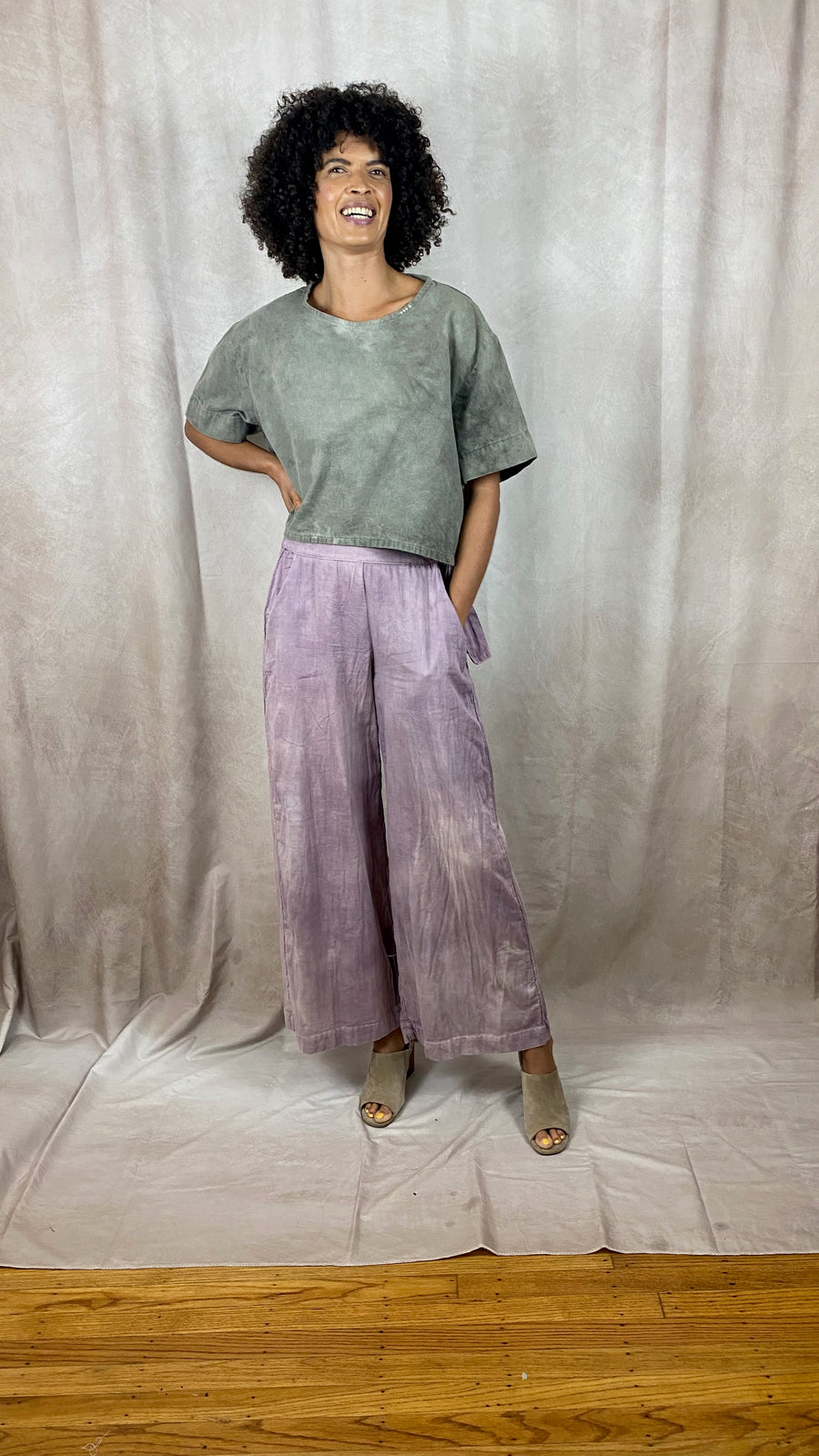 Ida Pant - Flowy Adjustable Pants Organic Cotton in Lavender