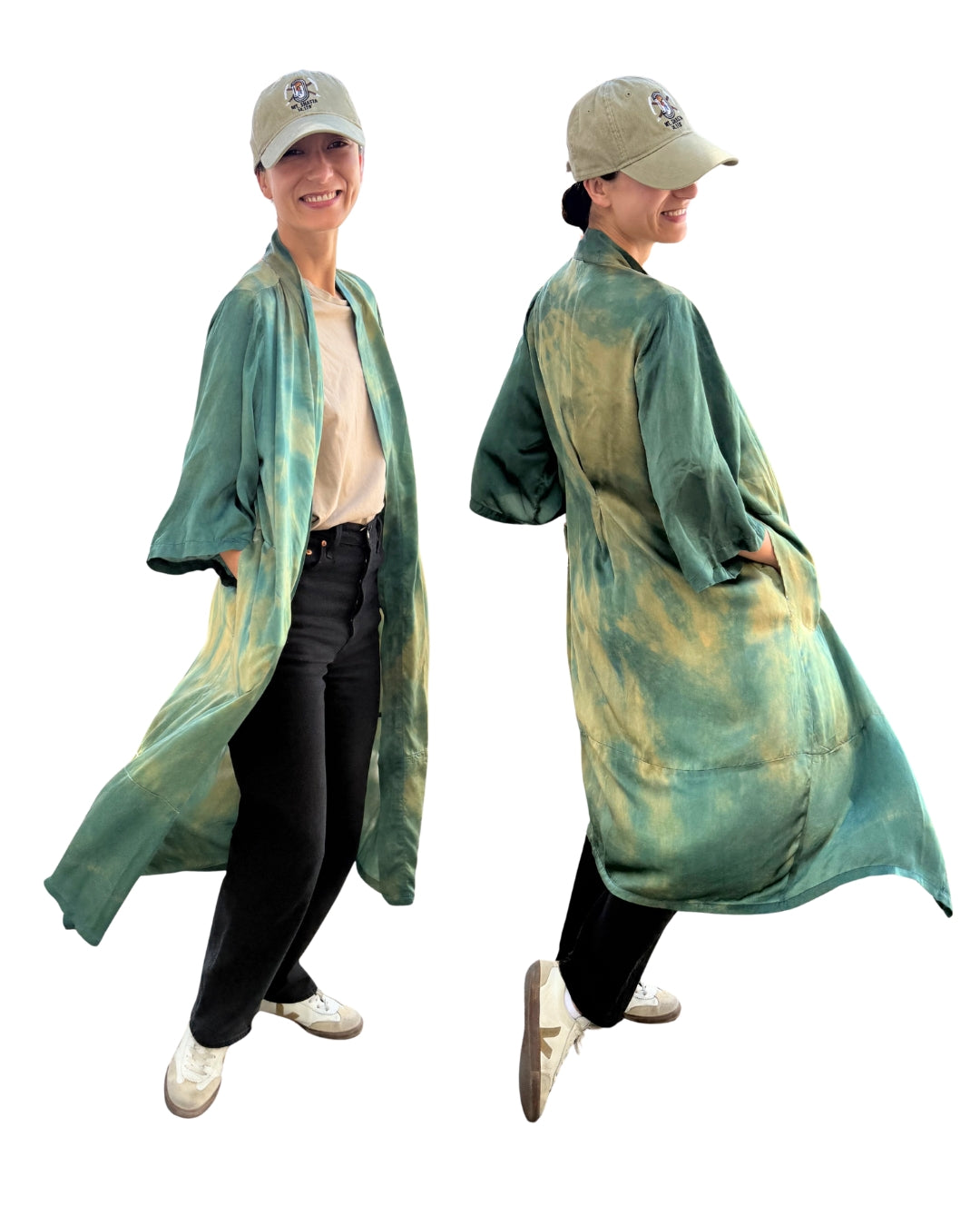 Plant Dyed Moss Green Silk Kimono