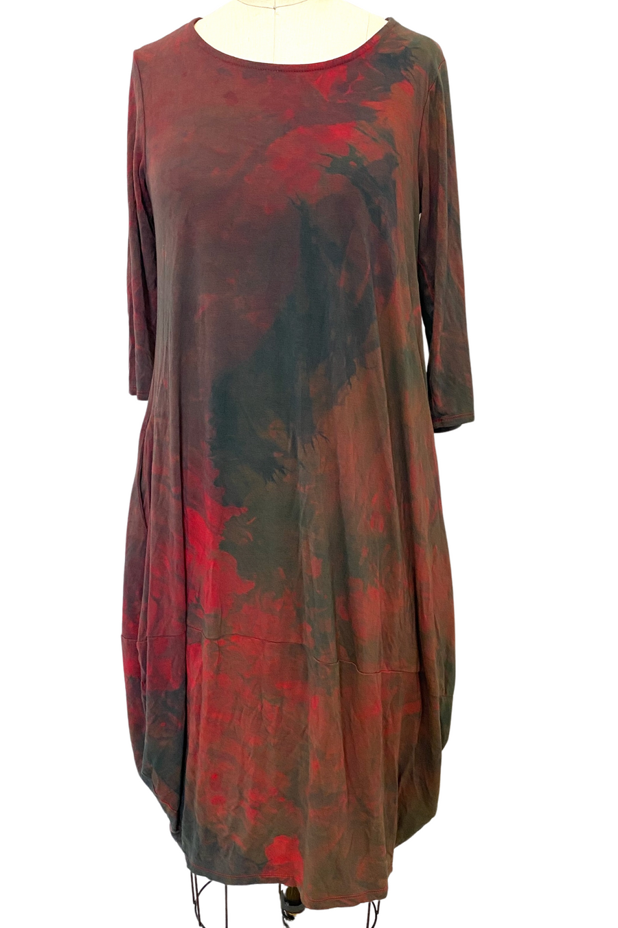 Botanically Dyed Bamboo Knit Dress in Red Green